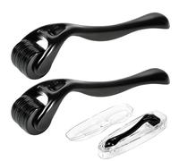 leruiyezs 2pcs dermaroller con 540 agujas Microneedling,Rodillo 0,5 mm y 1 mm para Cuidado de la Piel, Crecimiento Capilar y Barba, Reducción de Cicatrices,Arrugas, Poros Grandes,Uso Facial y Corporal