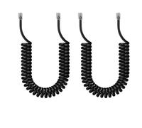 leruiyezs 2pcs RJ9 Cable RJ9 4P4C Telefónico Para Teléfono Fijo Extensible En Espiral 4 Hilos 4P4C for 3 Metros Cable Telefónico Extensible RJ10/9 Negro Compatible Con Teléfonos De Oficina Y Hogar