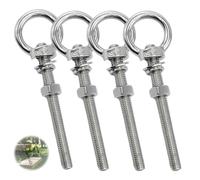 leruiyezs 4pcs Hembrillas Cerradas M10 Pernos 304 Lang mit geschlossener Inoxidable 304 Cáncamos De Suspensión Para Hamaca Silla Colgante Columpio (Tornillo con ojo de máquina - M10 x 100 mm)