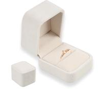 leruiyezs Caja De Anillos Blanco, Caja De Joyería De Terciopelo Con Forro Suave Y Soporte Interno, Tamaño Compacto Para Propuestas, Aniversarios, San Valentín Y Viajes, Presentación Segura De Anillos