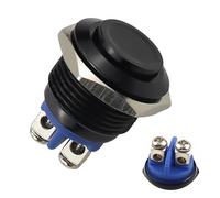 leruiyezs Pulsador Momentáneo 16mm Impermeable IP20,Interruptor 12V 220V AC 1A,Pulsador 12V,Botón de Aleación de Aluminio Negro,Para Timbre Coche Barco Hogar Electrónica,SPST 1NO