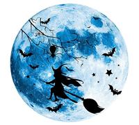 Leryveo Luna que brilla en la oscuridad, pegatinas de pared de luna - Pegatinas de luna que brillan en la oscuridad - Adhesivos impermeables para ventanas de Halloween, pegatinas de brujas aterradoras