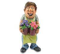 Les Alpes Orig. Figura de coleccionista, pintada a mano con cariño, en resina, muchos detalles, colección de figuras Funny World, diferentes profesiones, Resina sintética, Jardinera con flores