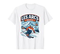Les Arcs France Esquí Retro Montaña Gráfico Camiseta