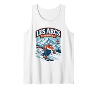 Les Arcs France Esquí Retro Montaña Gráfico Camiseta sin Mangas