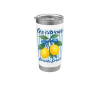 Les citrons Limones Franceses Estética Coqueta Verano Vintage Vaso térmico de acero inoxidable de doble pared
