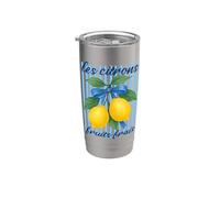 Les citrons Limones Franceses Estética Coqueta Verano Vintage Vaso térmico de acero inoxidable de doble pared