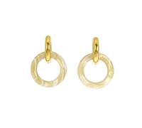 Les Cléias Beatrice, pendientes de doble anillo de acero inoxidable y resina, talla única, Acero inoxidable Resina, Sin piedra preciosa