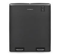 Les Collectors Cubo de basura de pedal N°916 Capacidad 60 L, 2 compartimentos 30 L, Resistente, Cocina, Cubos extraíbles, Reciclaje, Clasificación selectiva, Tapa con cierre silencioso, Gris antracita