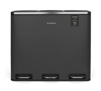 Les Collectors Cubo de basura de pedal N°990 Capacidad 54 L, 3 compartimentos 18L, Resistente, Cocina, Cubos extraíbles, Reciclaje, Clasificación selectiva, Tapa con silencioso, Gris antracita