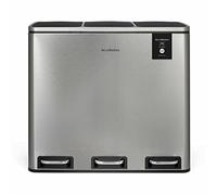 Les Collectors Papelera de reciclaje de pedal N°982, Acero inoxidable, 54 L, 3 compartimentos 18L, Resistente, Cocina, Cubos extraíbles, Reciclaje, Clasificación selectiva, Cierre silencioso
