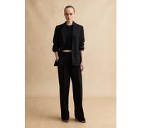 LES COPAINS, Pantalones Anchos Negros De Corte Regular, Mujer, Gunmetal, Talla: 34