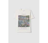 LES COPAINS, White Pure Cotton Regular Fit T-shirt With Monet Print, Mujer, Blanco suave, Talla: 40