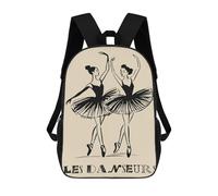 Les Danseurs Two Ballerinas in Black Mochilas Impresas En 3D Para Niños 17inch Mochilas De Moda Informales Para El Día A Día, Bolsas De Viaje, Mochilas Informales Para Exteriores Para Niños Y Niñas