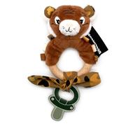 LES DEGLINGOS - Anillo de dentición Speculos Tigre, silicona y madera, para despertar al bebé, 24 cm