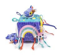 Les Déglingos - Cubo de actividades de tela Kiprokos Le Zebra- Juguete de despertar sonoro y táctil para bebé - Juguete de desarrollo - Regalo de nacimiento - 12 cm - Violeta