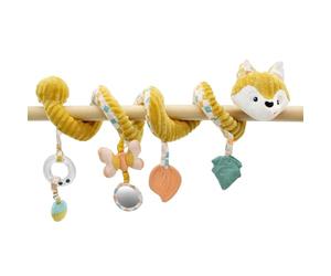 LES DÉGLINGOS Espiral de Actividades Zorro, Juguete de Despertar Bebé con Actividades de Sonido y Táctiles, 40 cm, Mostaza
