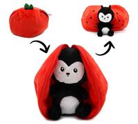 Les Déglingos FLIPETZ Doudou Comet la Mariquita - Tomate - Escarabajo - Funda Reversible - Peluche para bebé - Ideas para Regalos de Nacimiento