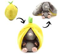 Les Déglingos - FLIPETZ - Doudou Rocket la Ratón/Limón - Ratón de ocultación Reversible - Peluche Suave para bebé - Ideas de Regalo de Nacimiento, Amarillo y Gris