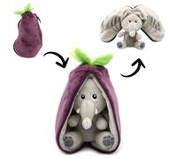 Les Déglingos - FLIPETZ - Doudou Velvet L'elefant/Berenjena - Elefante - Funda Reversible - Peluche para bebé - Ideas de Regalos de Nacimiento