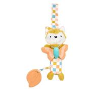 Les Deglingos - Peluche de carillón Cyranos el zorro (19 cm), diseño de cuadros, color amarillo