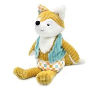 LES DÉGLINGOS - Peluche Original Cyranos Le Renard - Pana Ultra Suave - 27 cm - Amarillo Mostaza - Adecuado Desde el Nacimiento