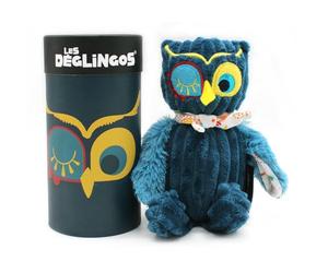 LES DÉGLINGOS - Peluche pequeño Simply + Caja de Regalo - Astros Le Búho - Desde el Nacimiento - 22 cm - Azul