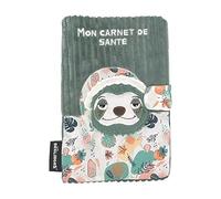 Les Déglingos - Protector de cuaderno de salud (Chillos le perezoso) - Cierre de velcro - 25 x 18 cm - Doudou Baby Puericulture - Ultra suave - Idea de regalo - Relleno reciclado