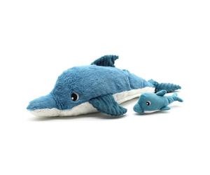 LES DÉGLINGOS - PTITPOTOS - Tofou Le Delphin Maman Baby - Peluche Totalmente Suave Nacimiento - Azul - 54 cm