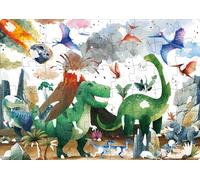 Les dinosaures. Puzzle magique à l'eau: 54 pièces, avec un pinceau et un livre (Sassi junior)