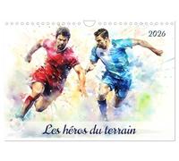 Les héros du terrain (Calendrier mural 2026 DIN A4 vertical), CALVENDO calendrier mensuel: Plongez dans l'univers captivant du football avec des illustrations représentant des joueurs en action.