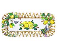 Les Jardins de la Comtesse - Bandeja rectangular pequeña de melamina - Limones amarillos - Tartas - Plato largo de presentación - Capri - Colección de vajilla MelARTmine - 37,5 cm