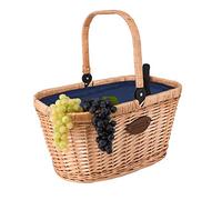 Les Jardins de la Comtesse - Cesta de mimbre natural Chantilly - Nevera isotérmica - Para el mercado o el pícnic - Asa abatible - Tela azul - 48 cm x 29 cm x 27 cm