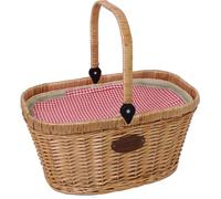 Les Jardins de la Comtesse - Cesta Chantilly Vichy Rojo de Mimbre - Compartimiento Isotermo Fijo - para el Mercado, el Picnic o la Playa - Asa Plegable - 48 cm x 29 cm x 27 cm