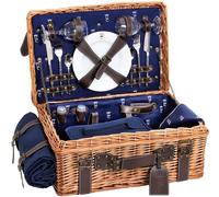 Les jardins de la comtesse Cesta de picnic de mimbre y cuero Champs-Elysées azul para 2 personas