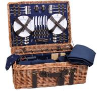 Les jardins de la comtesse Cesta de picnic de mimbre y cuero Champs-Elysées azul para 6 personas