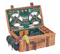 Les jardins de la comtesse Cesta de picnic de mimbre y cuero Champs-Elysées verde para 4 personas