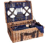 Les Jardins de la Comtesse - Cesta de picnic para 6 personas "Champs-Elysées" azul, completa con bolsillos aislados, tabla de cortar y mantel, tamaño: 62 x 44 x 23 cm