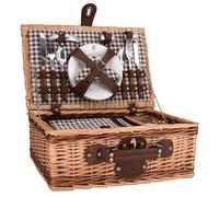 Les Jardins de la Comtesse - Cesta de Pique Nique Mont-Blanc - 2 personas - Marrón - Completo con compartimento aislante - Vajilla incluida - Tazas de cerámica - 43 x 29 x 16 cm