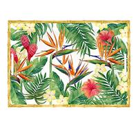 Les Jardins de la Comtesse - Gran Bandeja de Servicio de Melamina Pura - Flores Exóticas - 50 cm - Rojo/Verde - Bandeja Grande con Asas de la Colección Vajilla Irrompible MelARTmine