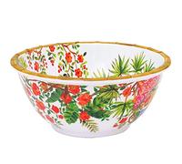 Les Jardins de la Comtesse - Gran Ensaladera Profunda - Melamina Pura - Monos de Bali - 25 cm - Coral Rojo/Verde - Bol Decorado Dentro/Fuera - Colección Vajilla Irrompible MelARTmine