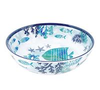 Les Jardins de la Comtesse MelARTmine - Plato hondo ideal de sopa o pasta - Melamina - Caribe - Ø 19 cm - Azul mar y pescado - Colección de vajilla cuasi-irrompible