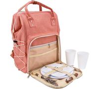 Les Jardins de la Comtesse - Mochila de picnic para 2 personas, color rosa, completa con compartimento térmico, platos sólidos y ligeros, 31 x 23 x 39 cm