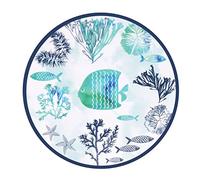 Les Jardins de la Comtesse - Plato de postre plano de melamina - Caribe - Ø 22 cm - Azul mar y pescado - Vajilla cuasi-irrompible MelARTmine