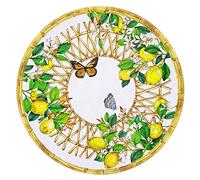 Les Jardins de la Comtesse - Plato de presentación redondo de melamina - Capri - 35,5 cm - Limones amarillos - Vajilla cuasi-irrompible MelARTmine