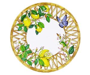 Les Jardins de la Comtesse - Plato plano grande de melamina - Capri - Ø 28 cm - Limones amarillos - Vajilla cuasi-irrompible MelARTmine