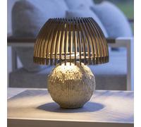 Les Jardins Lámpara de mesa LED Alba, gris/beige, altura 41 cm