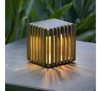 Les Jardins Lámpara solar de sobremesa Verti LED, gris teca, 3.000 K, 300 lm