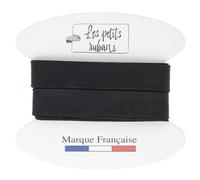 Les Petits Rubans Cinta al bies 100% algodón - 20 mm de ancho, 5 metros de largo - Ribete para costura, tapicería, ropa y mantas - Negro