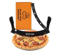 Les Plaisirs Du Chef - Cortador de Pizza de Acero Inoxidable con Superficie Antiadherente, Cuchillo Mezzaluna (30,5 cm) con Doble Mango y Hoja Afilada (Negra, Large)